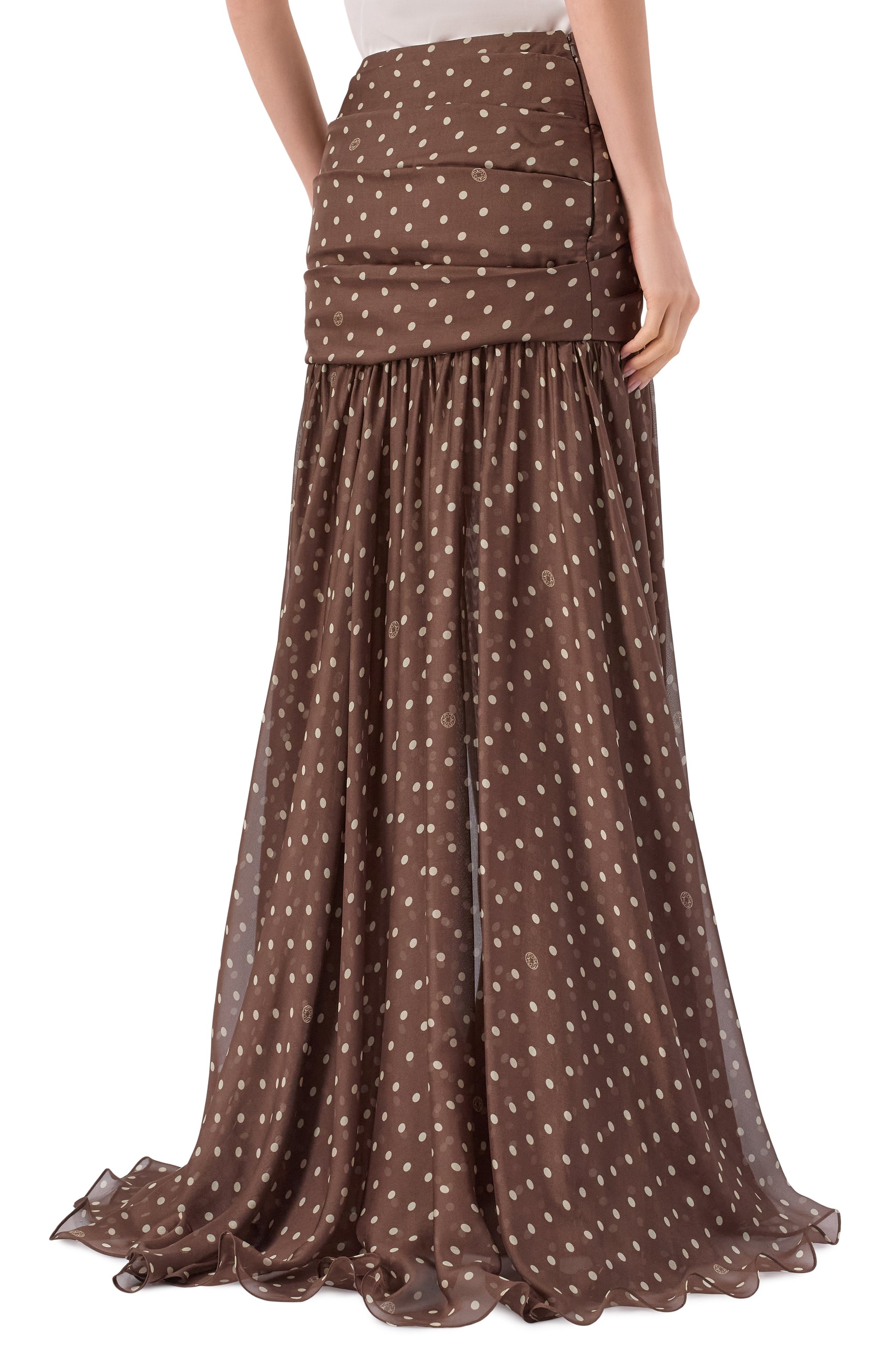 Шелковая юбка ELIE SAAB коричневого цвета по цене 272500 руб., арт. SK307PS26/CH010, фото 4 Шелковая юбка ELIE SAAB, арт. SK307PS26/CH010, фото 4