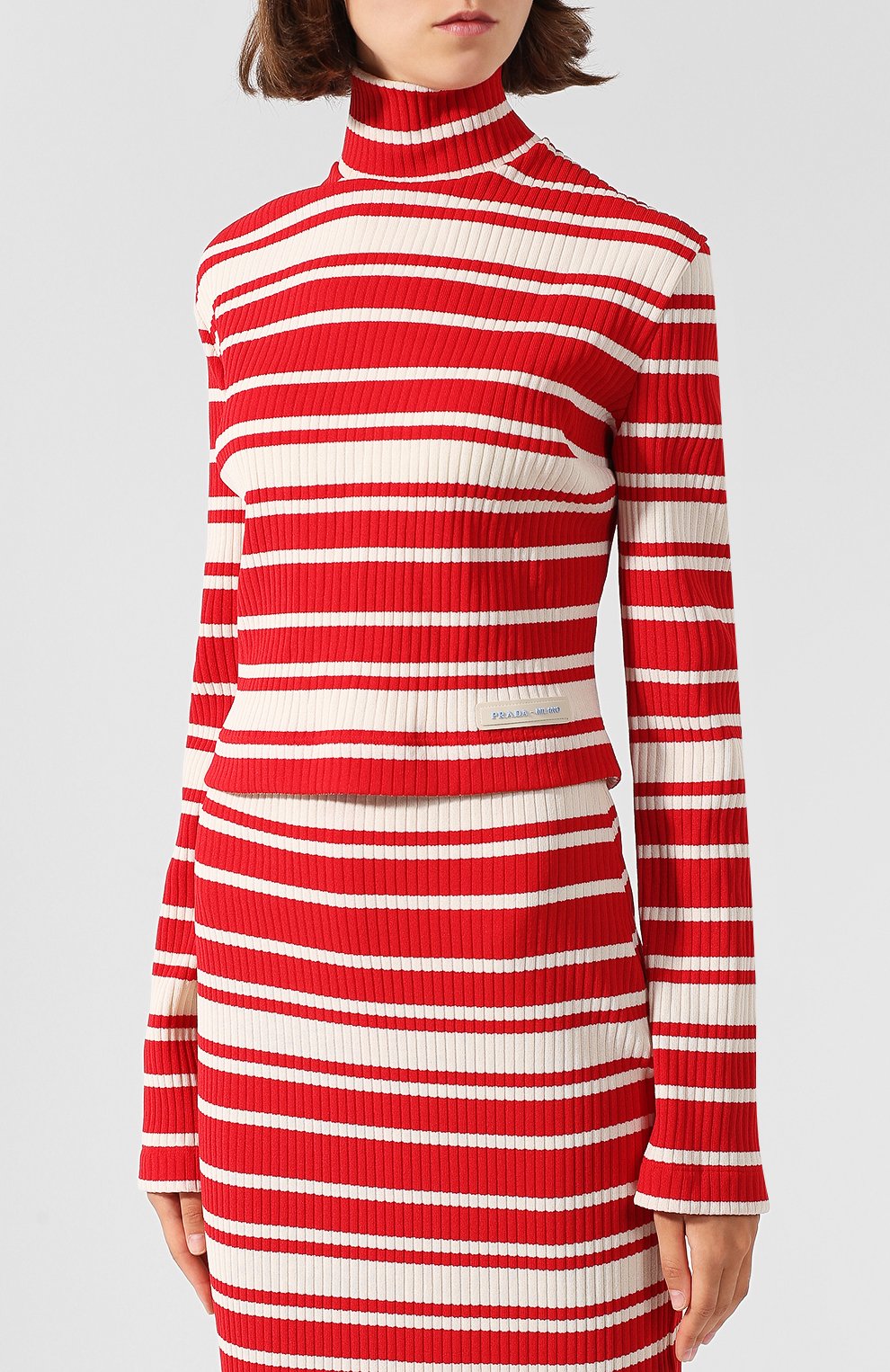 Укороченная водолазка в полоску PRADA, арт. 39464-1R1T-F0011, фото 3