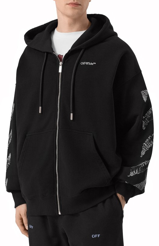 Хлопковая толстовка Off-White 0MBE015F25FLE003 Чёрный  0MBE015F25FLE003 Фото 3