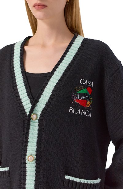 Кардиган из шерсти и кашемира CASABLANCA черного цвета по цене 109500 руб., арт. WPF25-KW-1001-01, фото 5 Кардиган из шерсти и кашемира CASABLANCA, арт. WPF25-KW-1001-01, фото 5