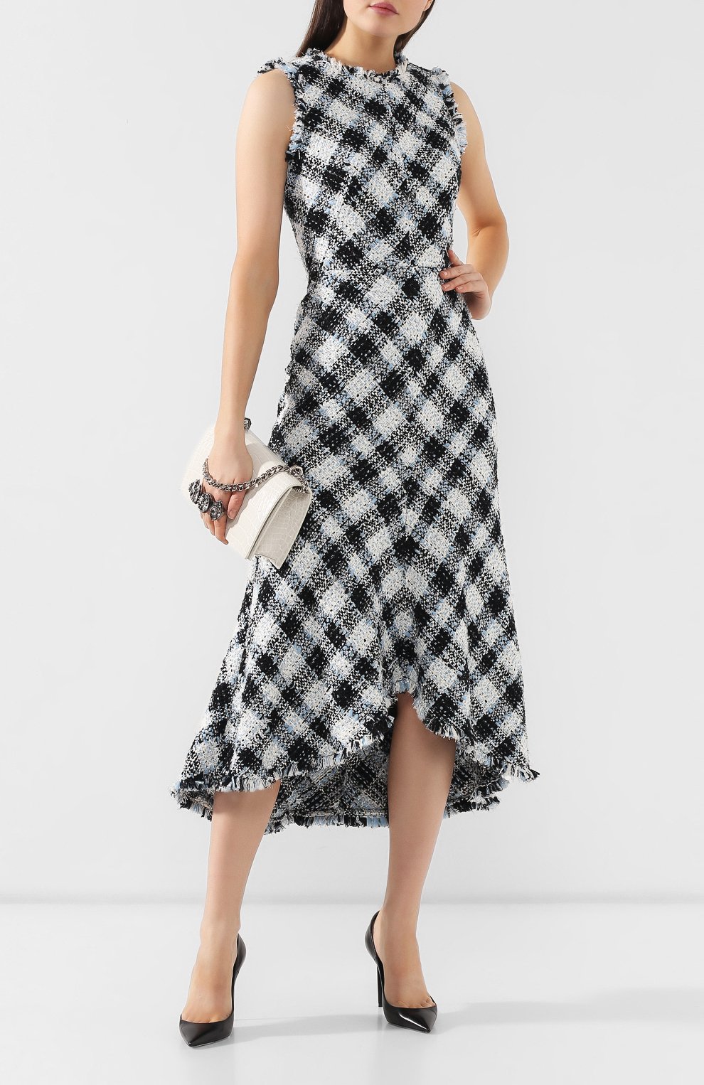 Твидовое платье ALEXANDER MCQUEEN синего цвета по цене 324000 руб., арт. 577592/QEAAR, фото 2 Твидовое платье ALEXANDER MCQUEEN, арт. 577592/QEAAR, фото 2