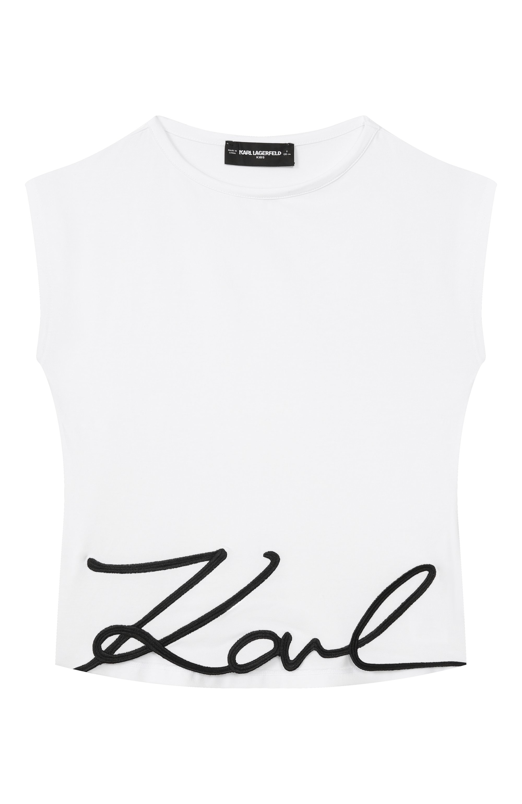 Хлопковая футболка KARL LAGERFELD KIDS белого цвета по цене 13360 руб., арт. Z31164, фото 1 Хлопковая футболка KARL LAGERFELD KIDS, арт. Z31164, фото 1