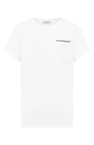 Женская хлопковая футболка BRUNELLO CUCINELLI, арт. M0T18BB200