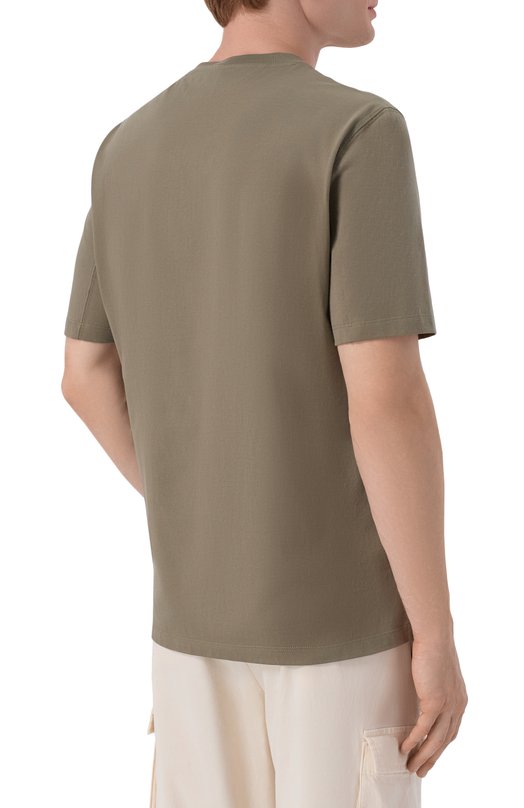 Хлопковая футболка Brunello Cucinelli M0B138521P Хаки  M0B138521P Фото 4