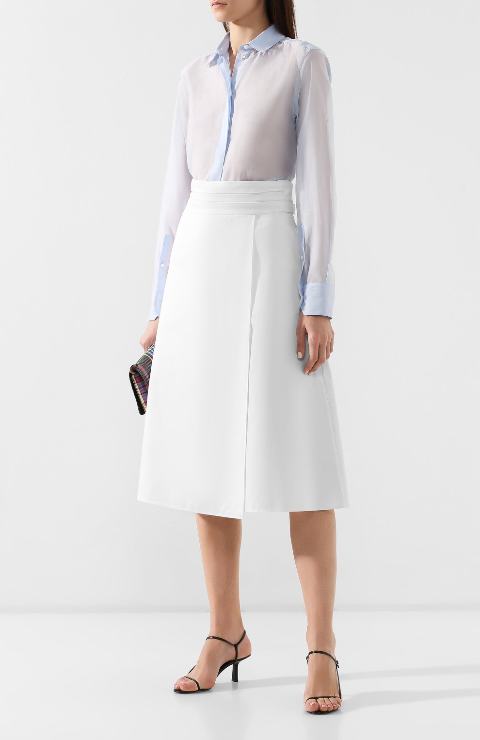 Рубашка из смеси хлопка и шелка JIL SANDER NAVY голубого цвета по цене 33200 руб., арт. JNWM6017A/JM2550, фото 2 Рубашка из смеси хлопка и шелка JIL SANDER NAVY, арт. JNWM6017A/JM2550, фото 2