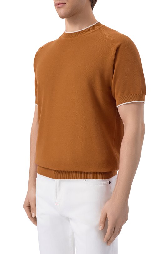 Хлопковый джемпер Kiton UMM0762 Коричневый  UMM0762 Фото 3