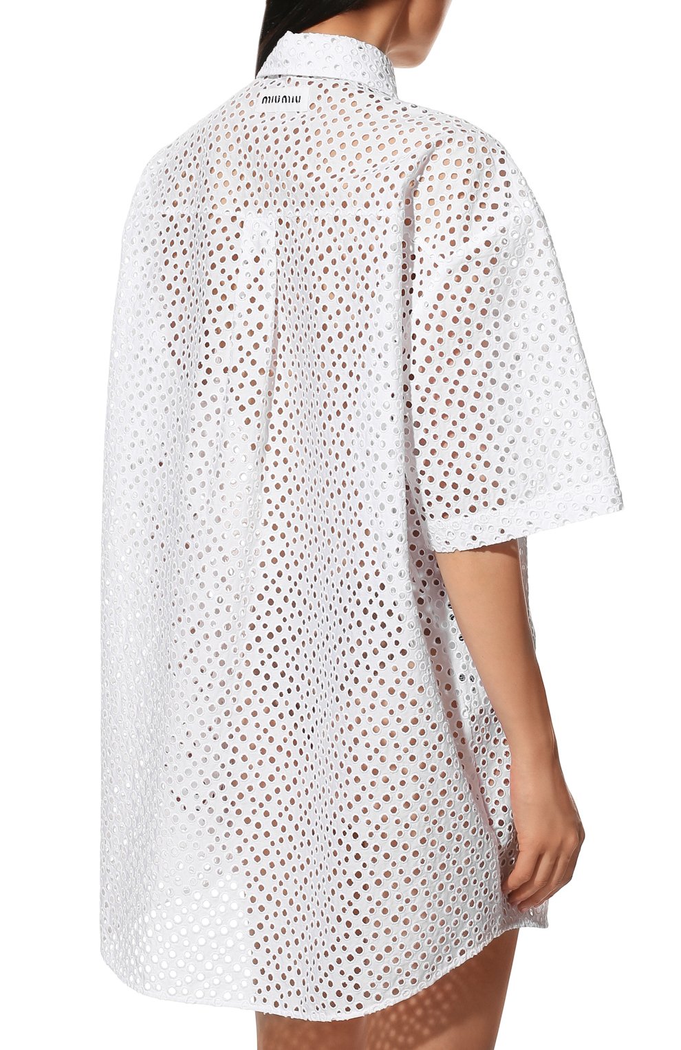 Хлопковое платье MIU MIU белого цвета по цене 205000 руб., арт. MF4529-1EWL-F0009, фото 4 Хлопковое платье MIU MIU, арт. MF4529-1EWL-F0009, фото 4