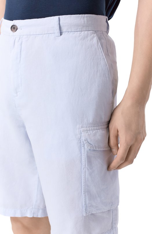 Шорты из хлопка и льна Paul&Shark 26414035 Голубой  26414035 Фото 5