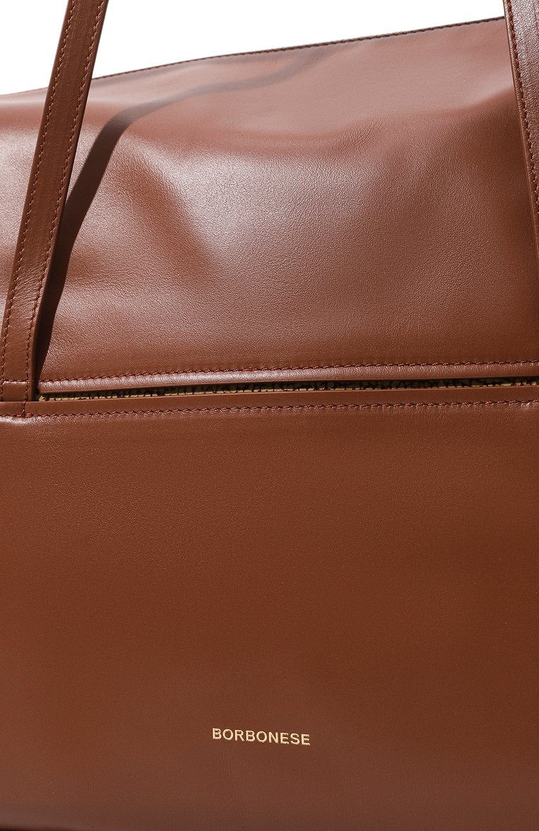 Женский сумка-шопер livre BORBONESE коричневого цвета, арт. 923351 | Фото 3 (Материал: Натуральная кожа, Текстиль; Материал сплава: Проставлено; Драгоценные камни: Проставлено; Размер: large)