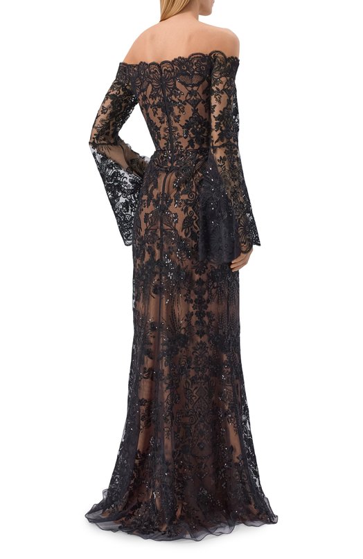 Платье из шелка и вискозы Elie Saab D0403NR26/TUL02 Чёрный  D0403NR26/TUL02 Фото 3