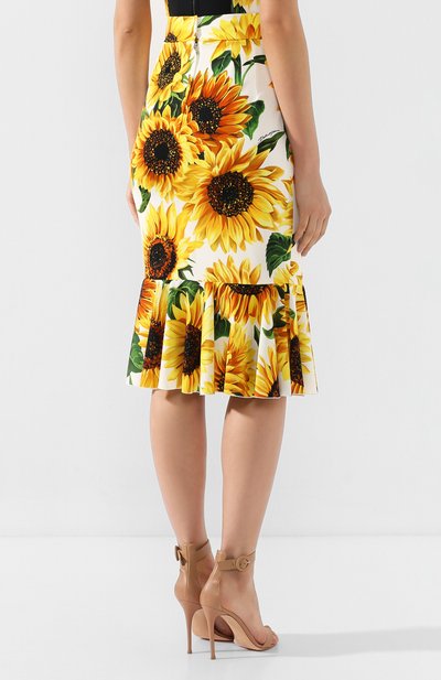 Шелковая юбка DOLCE & GABBANA желтого цвета по цене 109000 руб., арт. F4BMLT/FSAYW, фото 4 Шелковая юбка DOLCE & GABBANA, арт. F4BMLT/FSAYW, фото 4