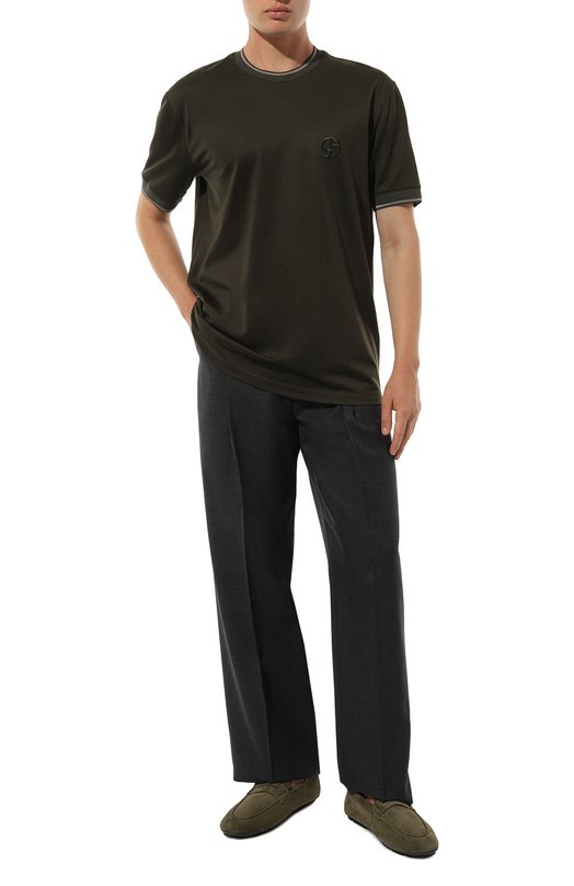 Футболка из хлопка и шелка Giorgio Armani GM000238/TE11865 Хаки  GM000238/TE11865 Фото 2