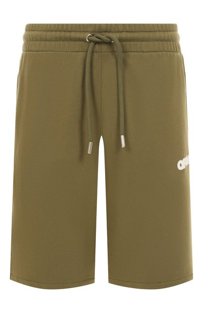 Хлопковые шорты OFF-WHITE хаки цвета по цене 52200 руб., арт. 0MCI013S25FLE003, фото 1 Хлопковые шорты OFF-WHITE, арт. 0MCI013S25FLE003, фото 1