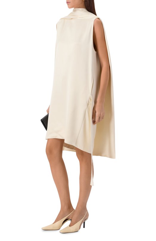 Атласное платье TOTEME 253-WRD0198-FB0382 Кремовый  253-WRD0198-FB0382 Фото 2