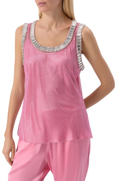 Шелковый топ с отделкой стразами YANINA, арт. T-2910, фото 3