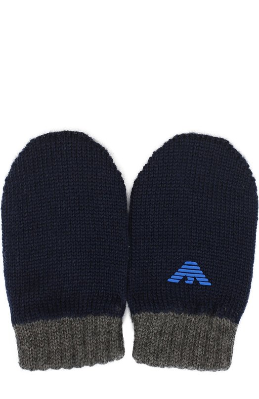 

Вязаные варежки с логотипом бренда Armani Junior, Синий