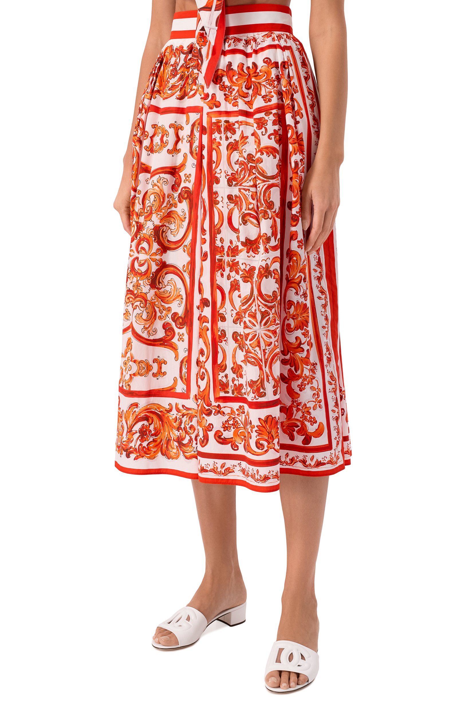 Хлопковая юбка DOLCE & GABBANA оранжевого цвета по цене 136500 руб., арт. F4CULT/GDDRL, фото 3 Хлопковая юбка DOLCE & GABBANA, арт. F4CULT/GDDRL, фото 3
