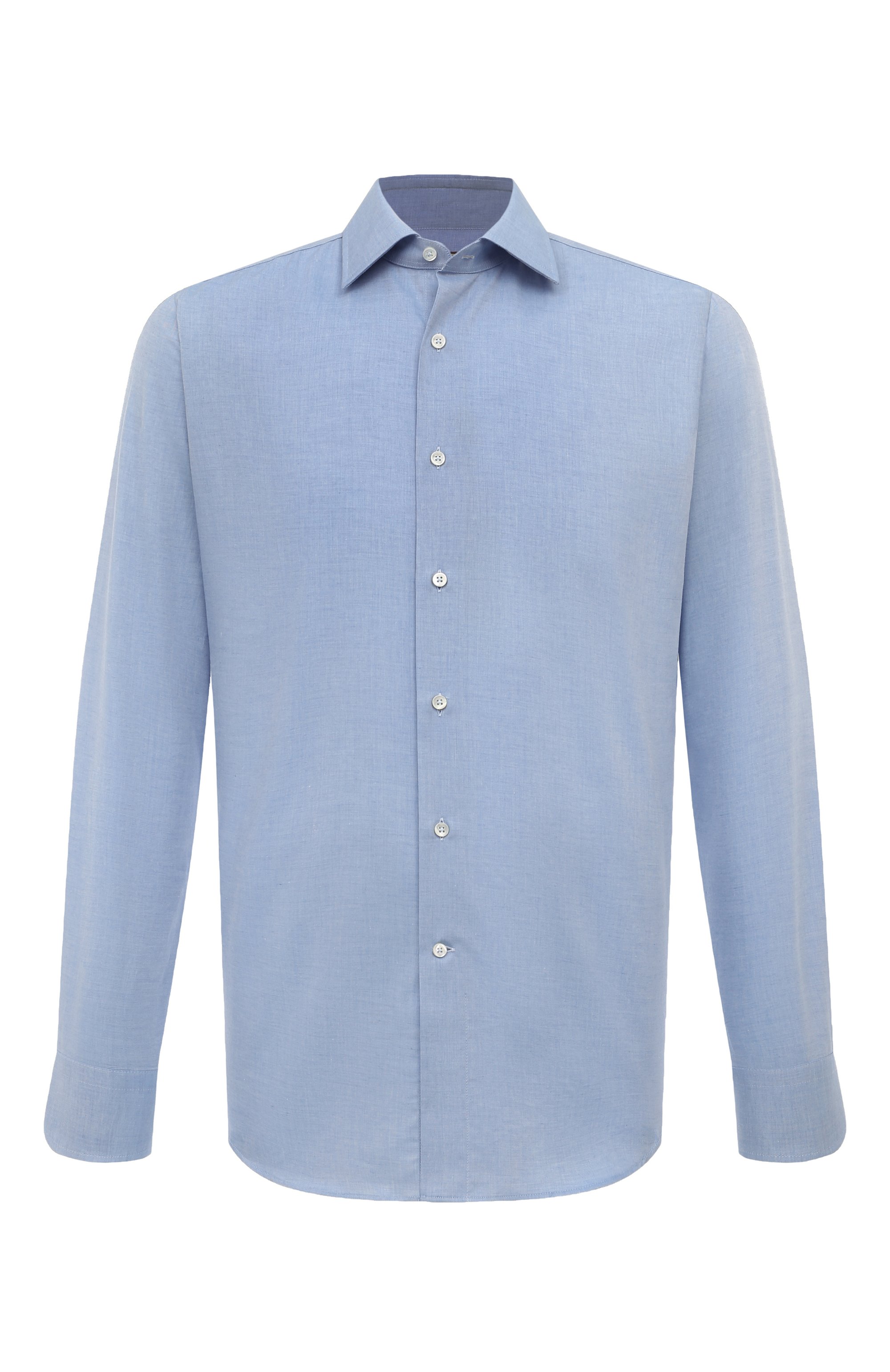 Сорочка из хлопка и кашемира CANALI голубого цвета по цене 46500 руб., арт. CCL7018/GD03310, фото 1 Сорочка из хлопка и кашемира CANALI, арт. CCL7018/GD03310, фото 1