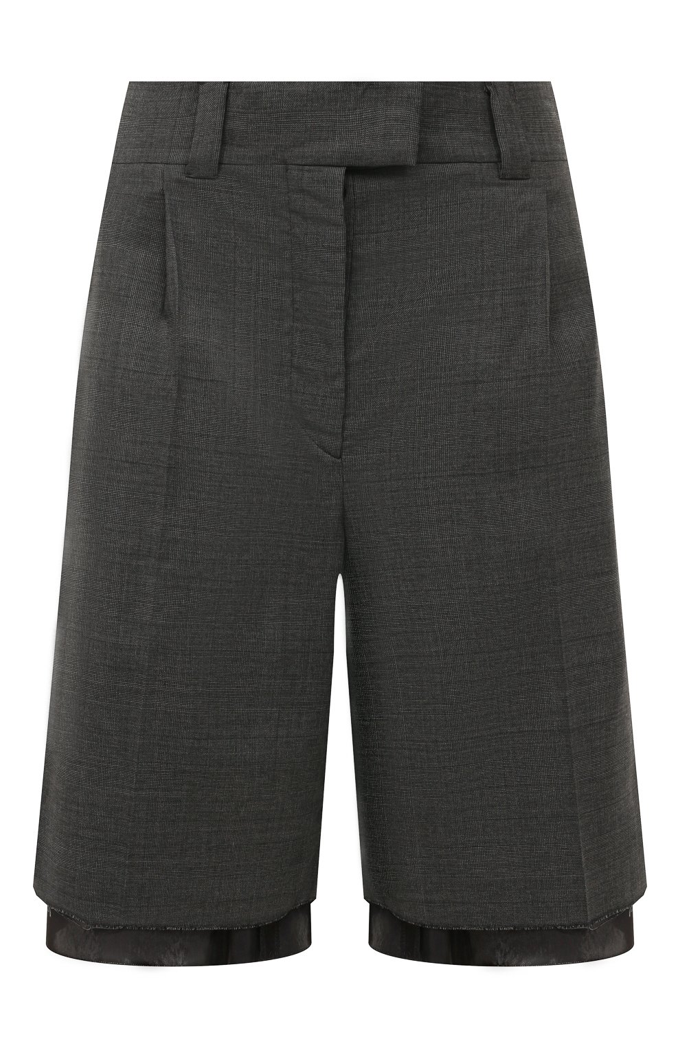 Шерстяные шорты MIU MIU темно-серого цвета по цене 110000 руб., арт. MP1570-10DI-F0480, фото 1 Шерстяные шорты MIU MIU, арт. MP1570-10DI-F0480, фото 1