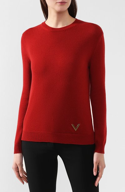 Кашемировый пуловер VALENTINO красного цвета по цене 152000 руб., арт. RB3KCA06QWR, фото 3 Кашемировый пуловер VALENTINO, арт. RB3KCA06QWR, фото 3
