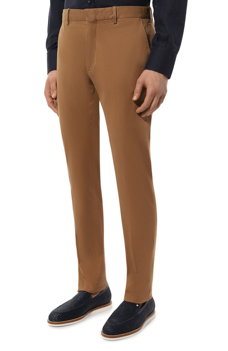 Мужские хлопковые брюки ZEGNA коричневого цвета, арт. UDI17A7/TR00 | Фото 3 (Материал внешний: Хлопок; Материал сплава: Проставлено; Драгоценные камни: Проставлено; Длина (брюки, джинсы): Стандартные; Случай: Повседневный; Стили: Кэжуэл)