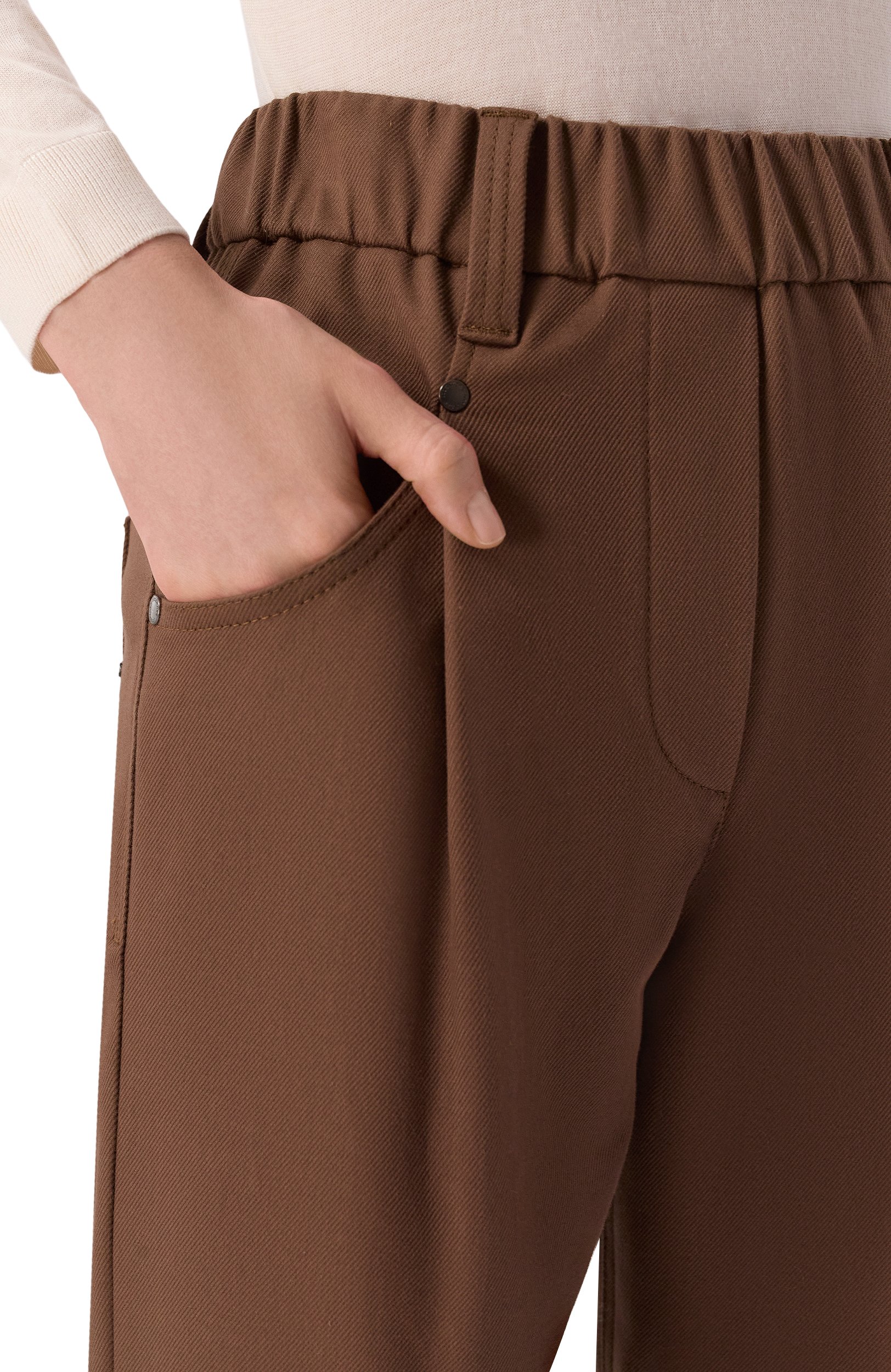 Хлопковые брюки BRUNELLO CUCINELLI коричневого цвета по цене 125500 руб., арт. MA126P8417, фото 5 Хлопковые брюки BRUNELLO CUCINELLI, арт. MA126P8417, фото 5