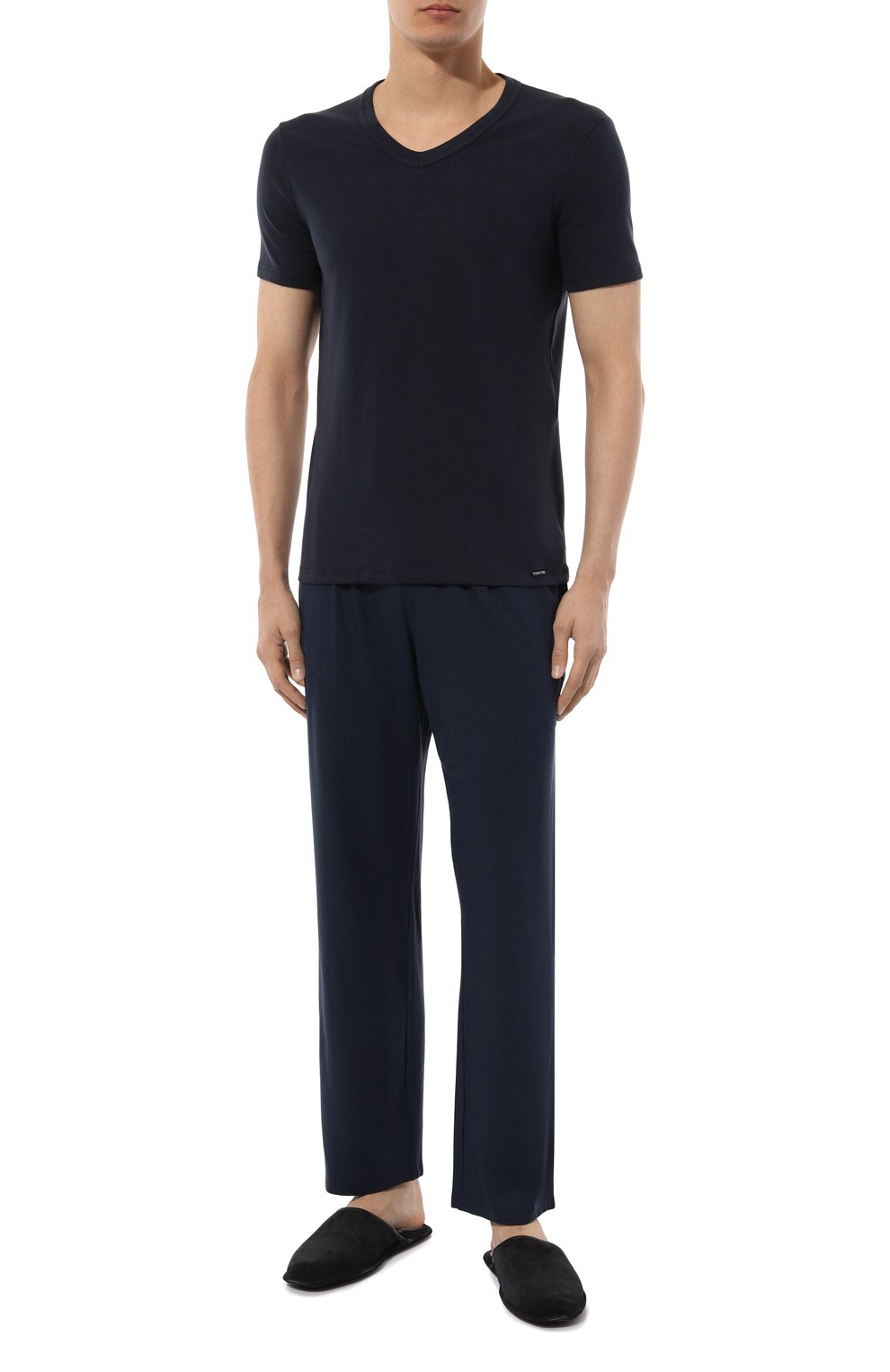 Хлопковая футболка TOM FORD темно-синего цвета по цене 19600 руб., арт. T4M09104, фото 2 Хлопковая футболка TOM FORD, арт. T4M09104, фото 2