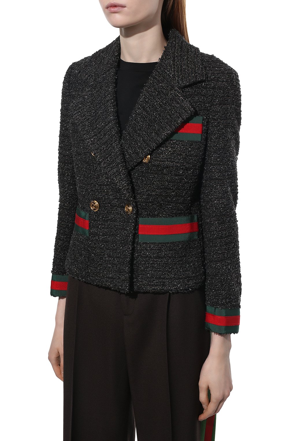 Двубортный жакет GUCCI темно-серого цвета по цене 285120 руб., арт. 674335/ZAHVT, фото 3 Двубортный жакет GUCCI, арт. 674335/ZAHVT, фото 3
