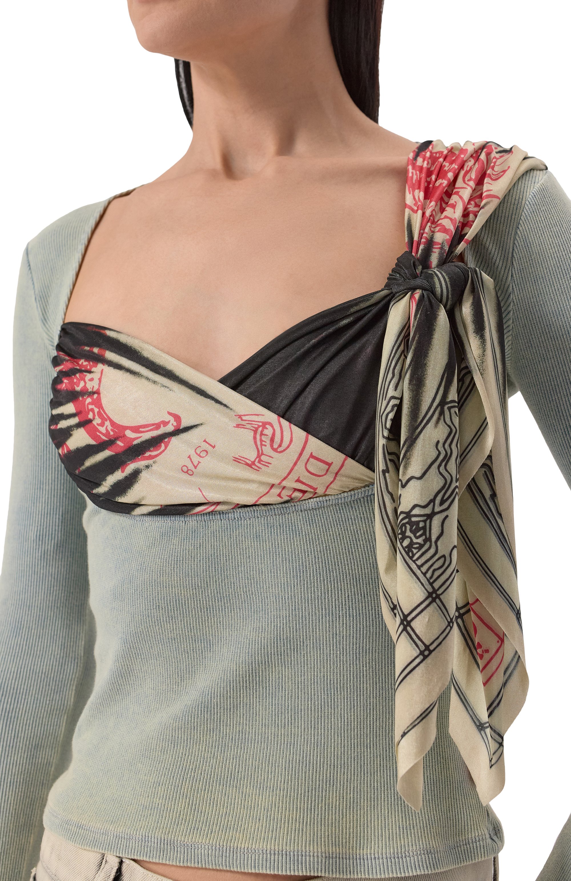 Хлопковый топ DIESEL голубого цвета по цене 33650 руб., арт. A19143/0IKCR, фото 5 Хлопковый топ DIESEL, арт. A19143/0IKCR, фото 5