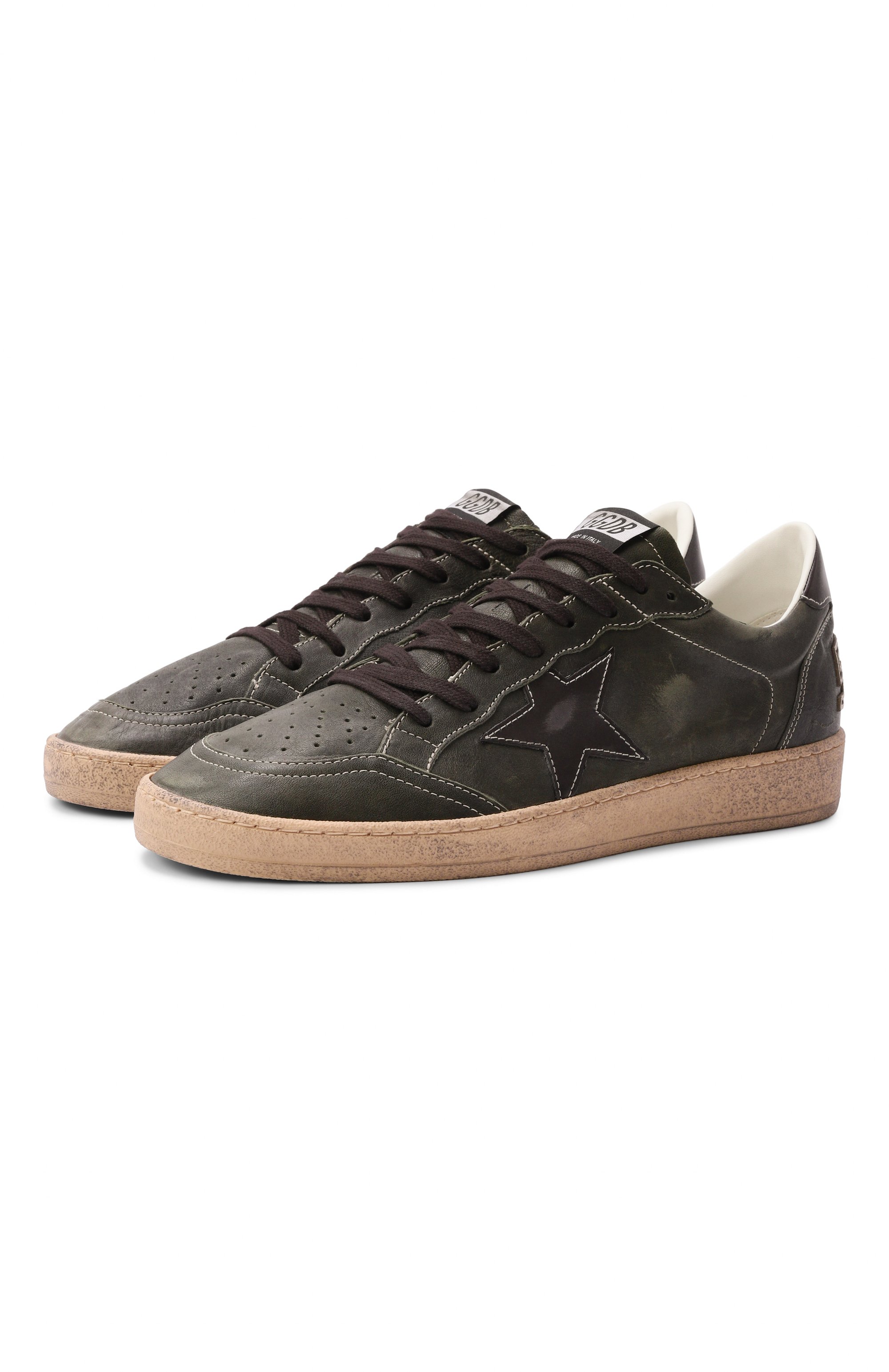 Кожаные кеды ballstar GOLDEN GOOSE DELUXE BRAND темно-зеленого цвета по цене 72650 руб., арт. GMF00117.F008725, фото 1 Кожаные кеды ballstar GOLDEN GOOSE DELUXE BRAND, арт. GMF00117.F008725, фото 1