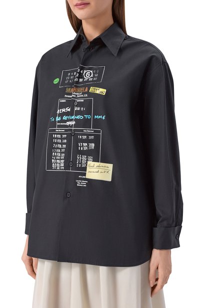 Хлопковая рубашка MM6 черного цвета по цене 99050 руб., арт. S52DL0237/M35480, фото 3 Хлопковая рубашка MM6, арт. S52DL0237/M35480, фото 3