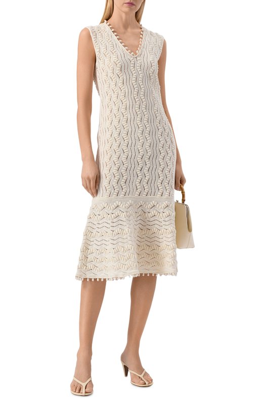 Хлопковое платье Jil Sander J02CT0560/J15476 Кремовый  J02CT0560/J15476 Фото 2