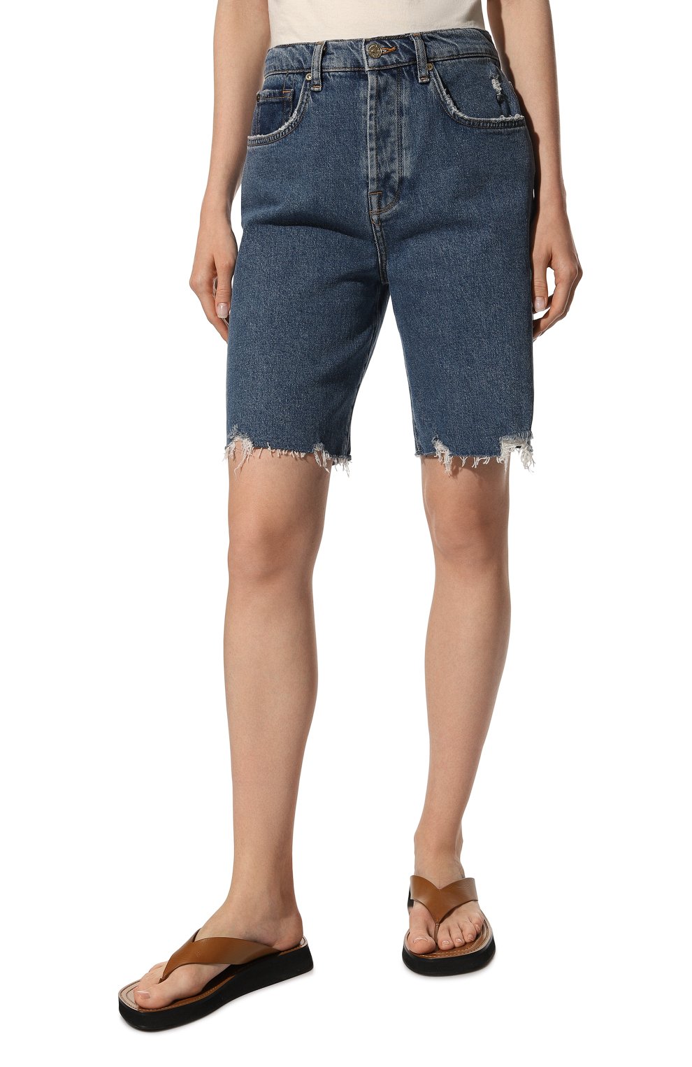 Джинсовые шорты 7 FOR ALL MANKIND синего цвета по цене 18100 руб., арт. JSASC100BL, фото 3 Джинсовые шорты 7 FOR ALL MANKIND, арт. JSASC100BL, фото 3