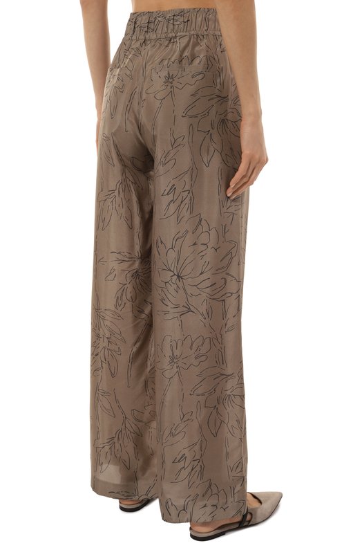 Шелковые брюки Brunello Cucinelli ML940P8608 Бежевый  ML940P8608 Фото 4