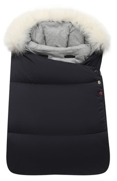 Детский пуховый конверт MONCLER синего цвета, арт. F2-951-1G509-02-53333 | Фото 1 (Материал: Текстиль, Синтетический материал; Региональные ограничения белый список (Axapta Mercury): RU; Материал сплава: Проставлено; Нос: Не проставлено; Ростовка одежда: 3 мес | 62 см, 6 мес | 68 см)