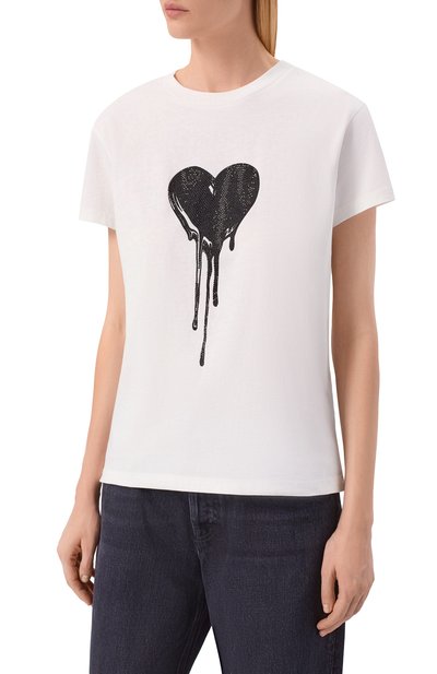 Хлопковая футболка ZADIG AND VOLTAIRE белого цвета по цене 17850 руб., арт. JWTS02858, фото 3 Хлопковая футболка ZADIG AND VOLTAIRE, арт. JWTS02858, фото 3