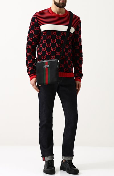 Текстильная сумка-планшет с отделкой web  GUCCI, арт. 471454/KWT7N, фото 2