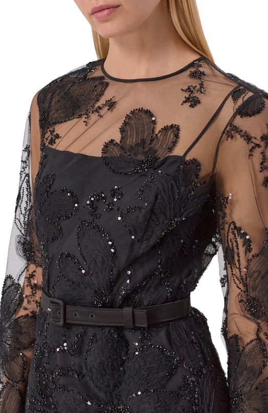 Платье с отделкой пайетками Zuhair Murad FDR25362/TUEM013 Чёрный  FDR25362/TUEM013 Фото 4