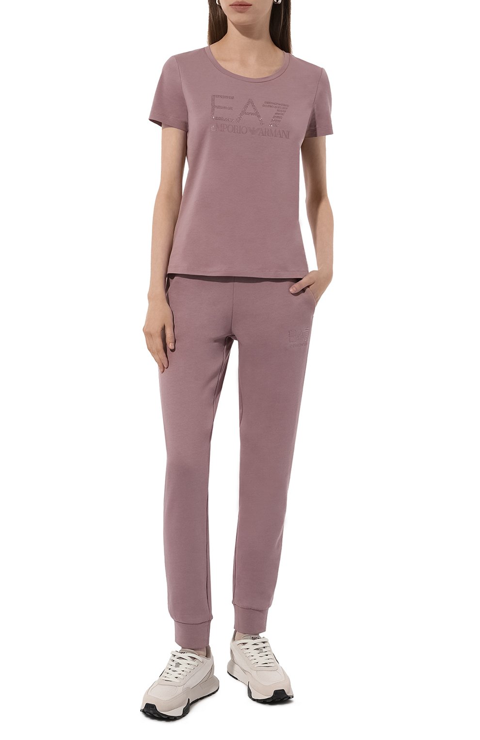 Хлопковая футболка EA7 сиреневого цвета по цене 9950 руб., арт. 6DTT14/TJQCZ, фото 2 Хлопковая футболка EA7, арт. 6DTT14/TJQCZ, фото 2