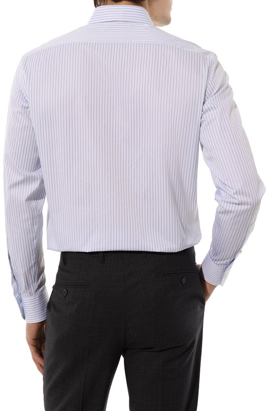Хлопковая сорочка Zegna 701527A7/9MS0BA Голубой  701527A7/9MS0BA Фото 4