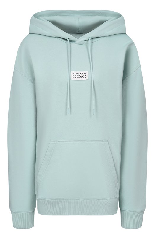Хлопковое худи MM6 SH0GU0042/M25025 Голубой SH0GU0042/M25025
