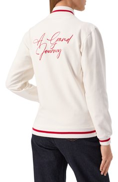 Женский хлопковая толстовка KITON молочного цвета, арт. D59448H0805201 | Фото 4 (Драгоценные камни: Проставлено; Рукава: Длинные; Материал сплава: Проставлено; Длина (для топов): Стандартные; Стили: Спорт-шик; Женское Кросс-КТ: Кардиган-одежда; Материал внешний: Хлопок)