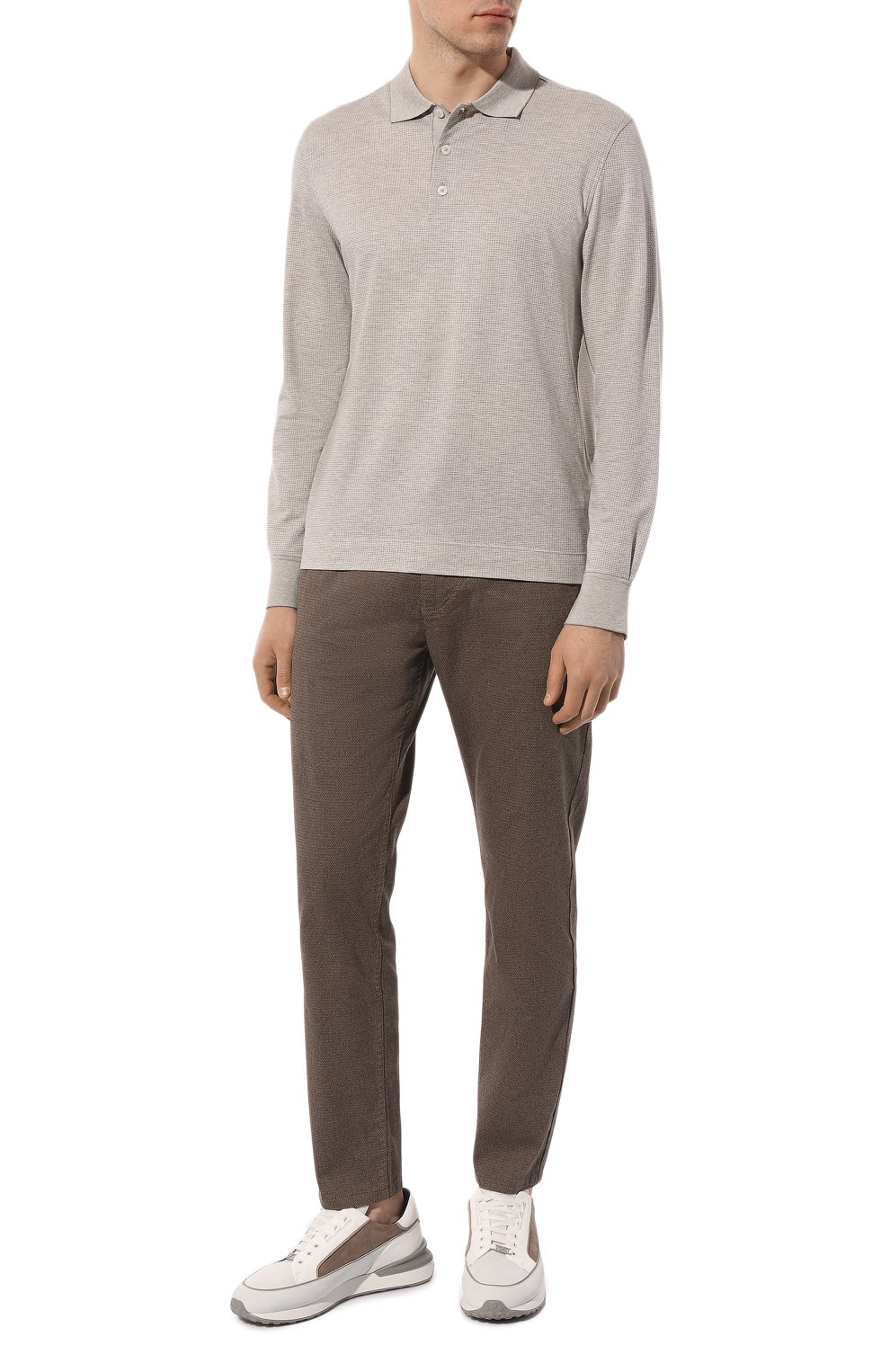 Поло из хлопка и шелка ZEGNA серого цвета по цене 61550 руб., арт. UC381A6/C748, фото 2 Поло из хлопка и шелка ZEGNA, арт. UC381A6/C748, фото 2