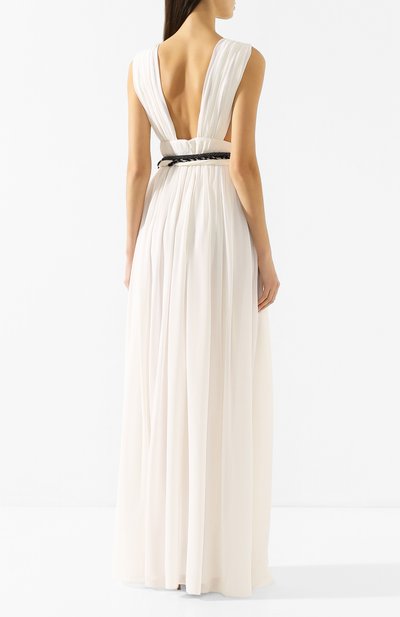 Шелковое платье SAINT LAURENT белого цвета по цене 434500 руб., арт. 611049/Y058W, фото 4 Шелковое платье SAINT LAURENT, арт. 611049/Y058W, фото 4