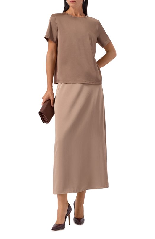 Атласная юбка Weekend Max Mara ANGEL0 Бежевый  ANGEL0 Фото 2