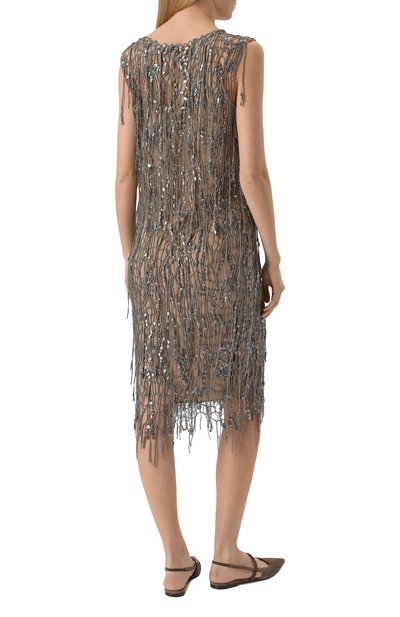Платье с отделкой пайетками BRUNELLO CUCINELLI, арт. MSFR21A92, фото 4