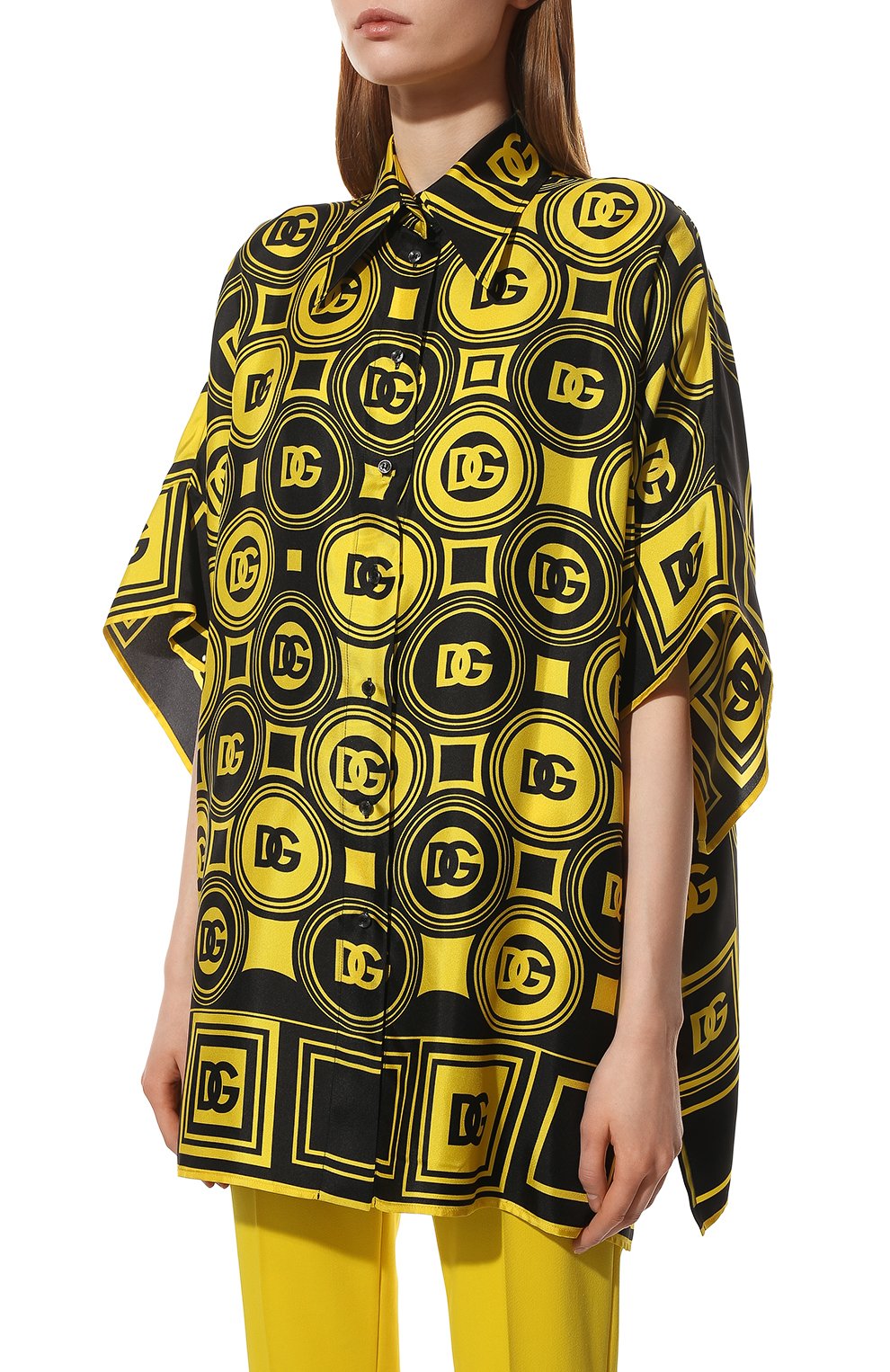 Шелковая рубашка DOLCE & GABBANA желтого цвета по цене 151500 руб., арт. F5P44T/FI18R, фото 3 Шелковая рубашка DOLCE & GABBANA, арт. F5P44T/FI18R, фото 3
