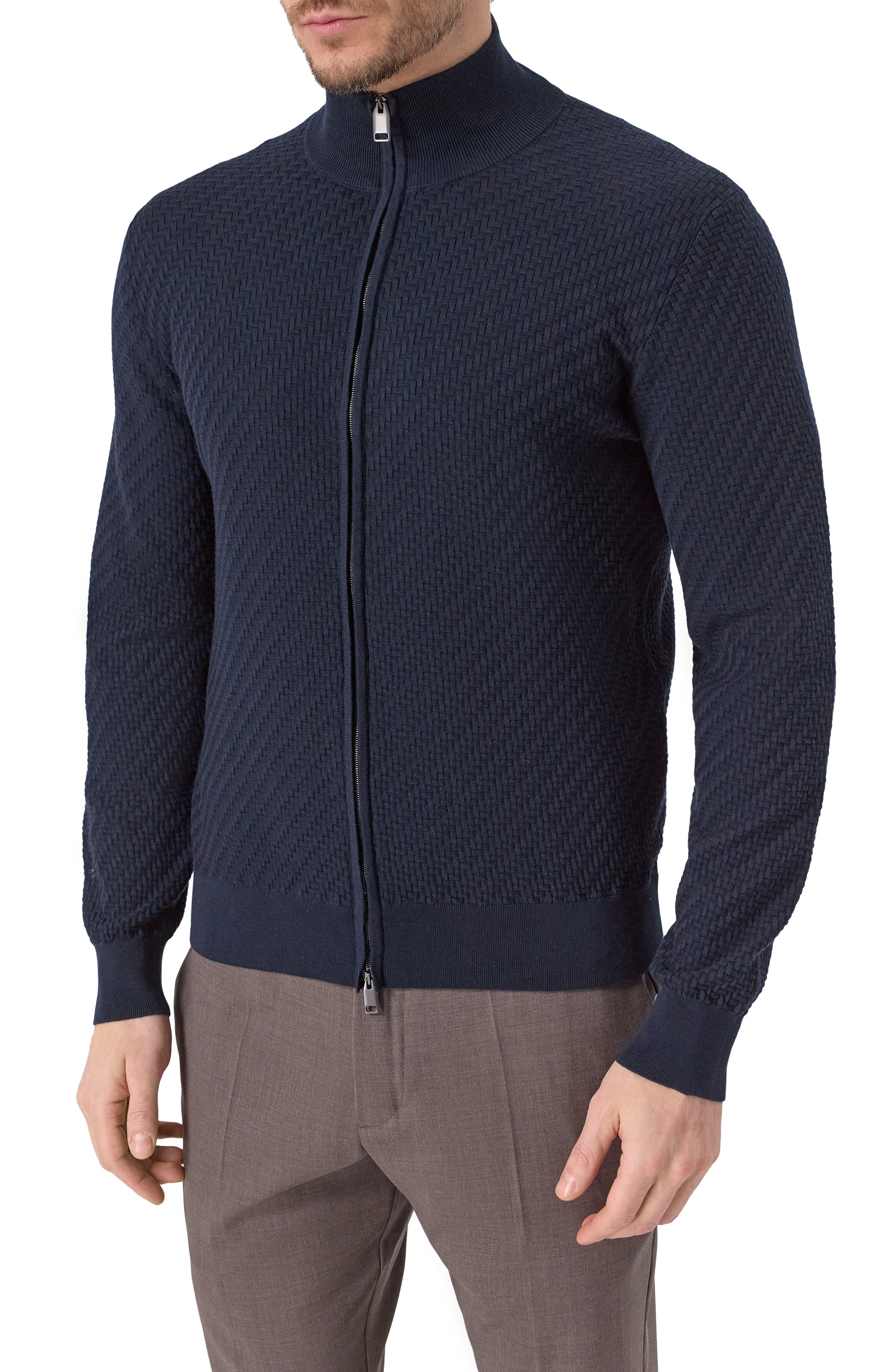 Кардиган из хлопка и шелка BRIONI темно-синего цвета по цене 198500 руб., арт. UMT20L/PAK22, фото 3 Кардиган из хлопка и шелка BRIONI, арт. UMT20L/PAK22, фото 3