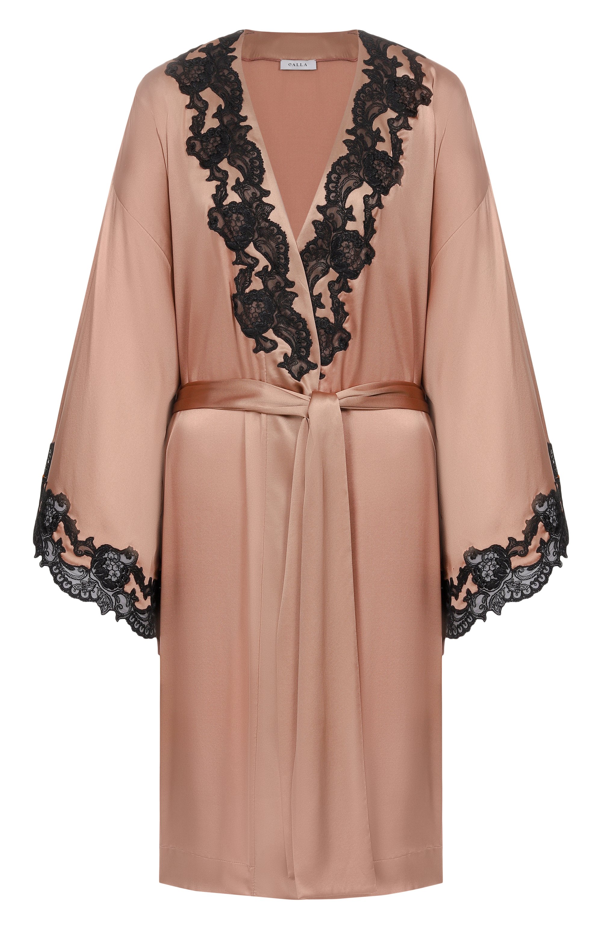 Шелковый халат C.ALLA темно-бежевого цвета по цене 127500 руб., арт. DV0333 K, фото 1 Шелковый халат C.ALLA, арт. DV0333 K, фото 1