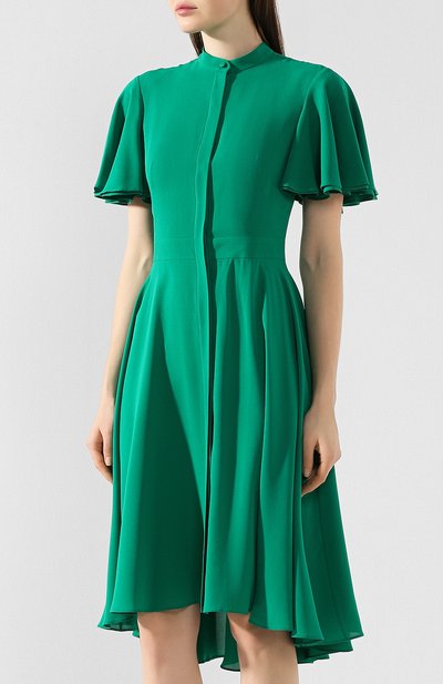 Шелковое платье ALEXANDER MCQUEEN хаки цвета по цене 227000 руб., арт. 605280/QBAAF, фото 3 Шелковое платье ALEXANDER MCQUEEN, арт. 605280/QBAAF, фото 3